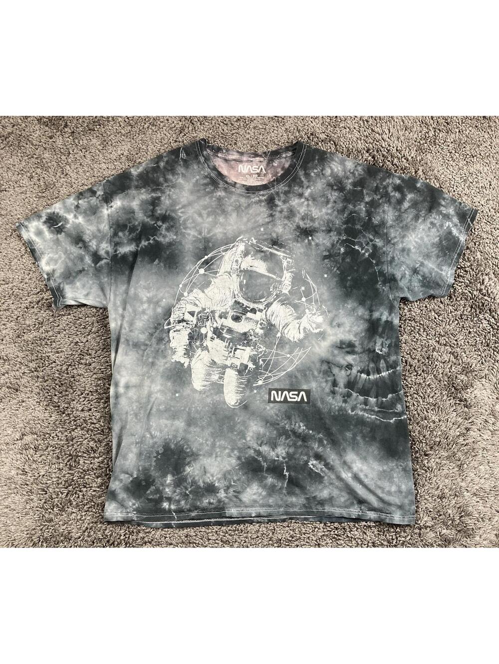NASA T-Shirt Astronaut Tie Dye Men's Gray Space Graphic Sz XL